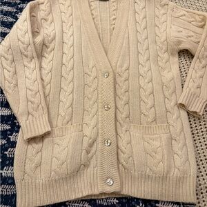 Vintage Charter Club Beige Cable Knit Cardigan